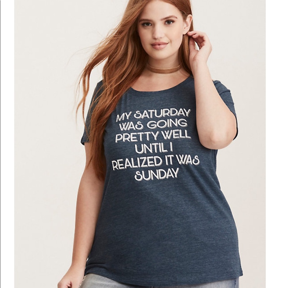 💙 Torrid Saturday Sunday Crew Neck Tee